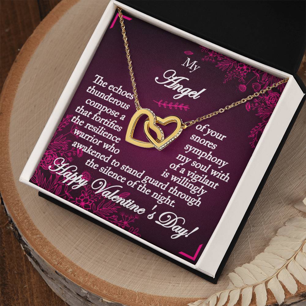 To My Wife- Your Thunderous Snores - Interlocking Hearts Necklace